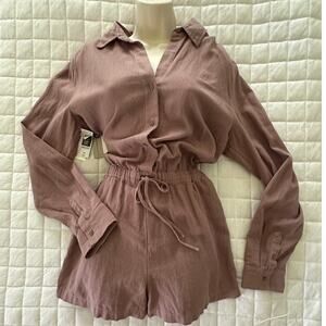 Women's Mauve Button-Up Jumpsuit